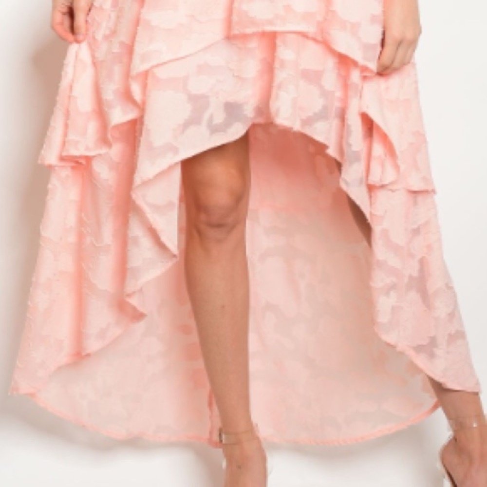 HPπ LAST ONE! Peach tier hi-low plunge neck dress - Picture 5 of 8